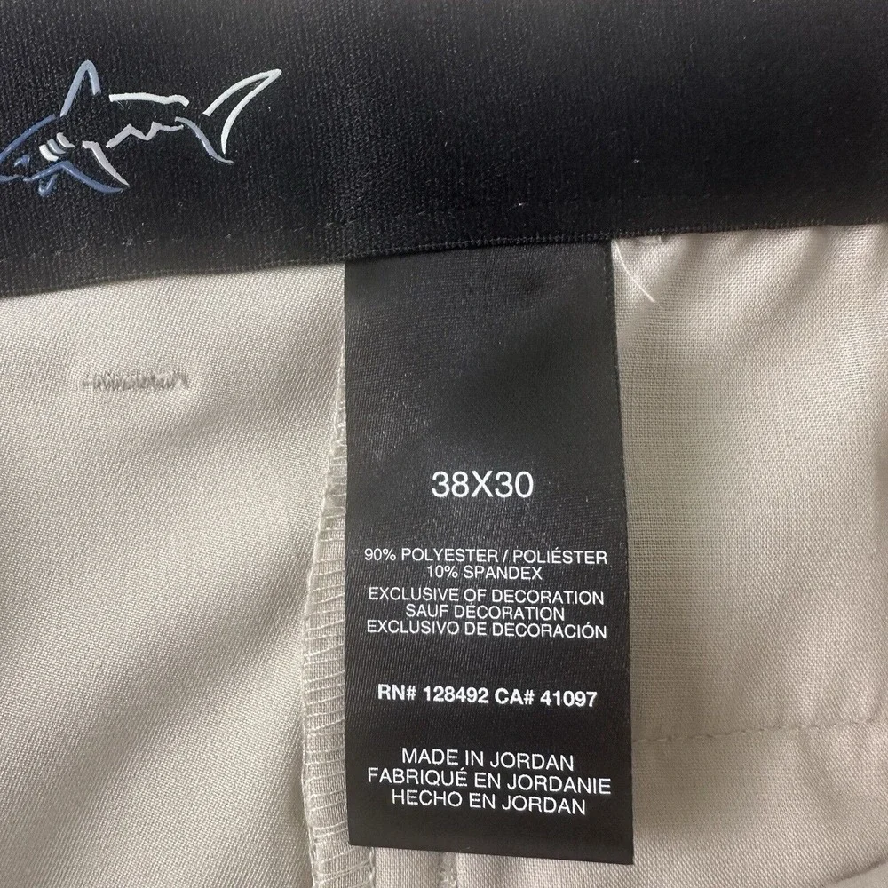 Greg Norman Pants Mens 38X30 Beige‎ Chino Golf Stretch Flat Front Straight Logo